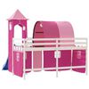 vidaXL Kinderhoogslaper met toren 80x200 cm massief grenenhout roze