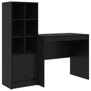 vidaXL Bureau met lade met plank met opslag 2 pcs Zwart Eiken