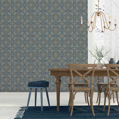 Homestyle Behang Portugese Tiles bruin en blauw