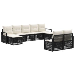 vidaXL Tuinbankenset 9 pcs Zwart poly rattan