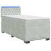 vidaXL Boxspring Bed met Matras en LED Lichtgrijs 90 x 200 cm fluweel