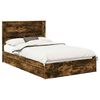 vidaXL Opslag bed met lade Gerookt eiken 135 x 190 cm Bewerkt hout