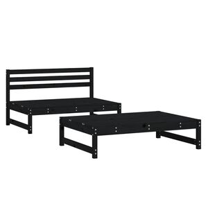 vidaXL 2-delige Loungeset massief grenenhout zwart