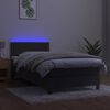 vidaXL Boxspring met matras en LED fluweel donkergrijs 90x200 cm
