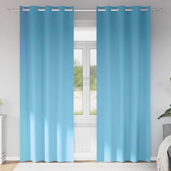 vidaXL Zwart-out Gordijnen met Ringen 2 pcs Lichtblauw 225 x 140 cm