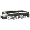 vidaXL 15-delige Tuinset met kussens poly rattan zwart