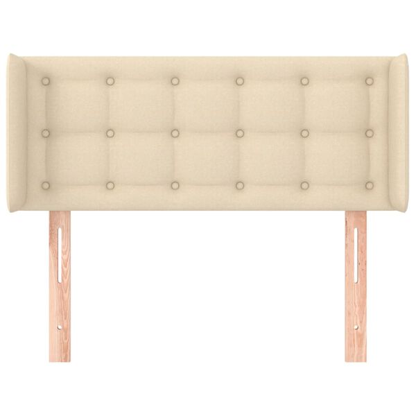 vidaXL Hoofdbord met randen 103x16x78/88 cm stof cr&egrave;mekleurig