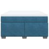 vidaXL Boxspring met matras fluweel donkerblauw 140x190 cm