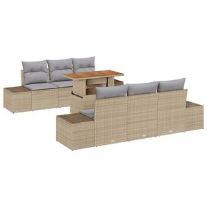 vidaXL Tuinbankenset 7 st Beige poly rattan