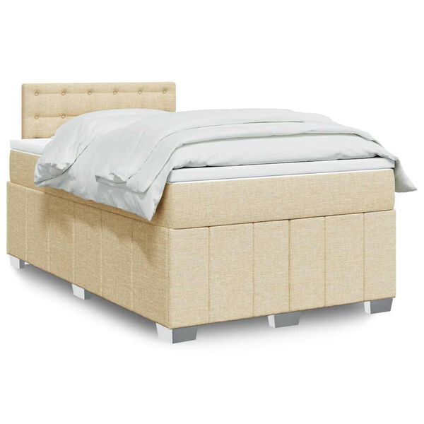 vidaXL Boxspring met matras stof cr&egrave;mekleurig 120x200 cm