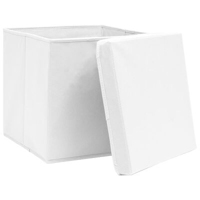 vidaXL Opbergboxen met deksel 10 st 28x28x28 cm wit