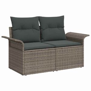 vidaXL Tuinbank met kussen Grijs 141 x 62 x 69cm poly rattan
