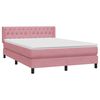 vidaXL Boxspring met matras fluweel roze 160x220 cm