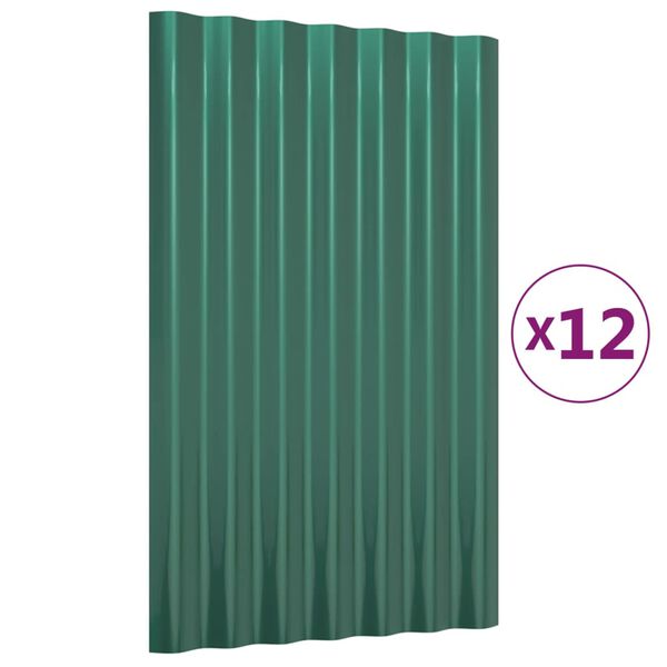 vidaXL Dakpanelen 12 st 60x36 cm gegalvaniseerd staal groen