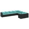 vidaXL 9-delige Loungeset met kussens poly rattan zwart