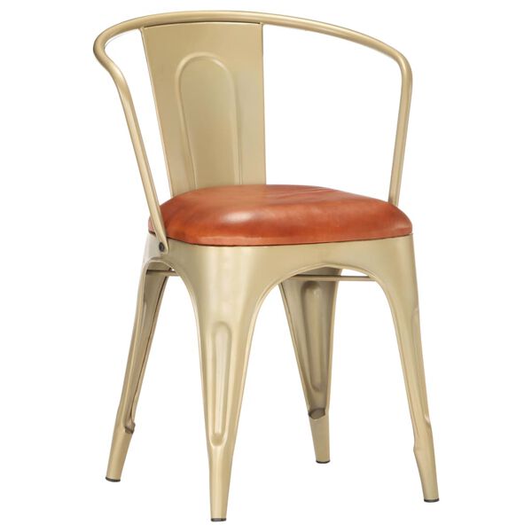 vidaXL Eetkamerstoelen 2 st echt leer bruin