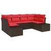 vidaXL Tuinbankenset 6 st 6-Aantal zitplaatsen Bruin en Rood Poly riet