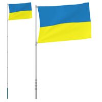 vidaXL Vlag met vlaggenmast Oekraïne 5,55 m aluminium