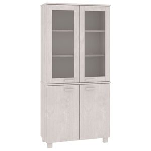 vidaXL Hoge kast HAMAR massief grenenhout wit