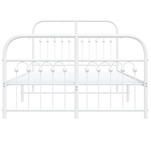 vidaXL Bedframe met hoofd- en voeteneinde metaal wit 120 x 190 cm