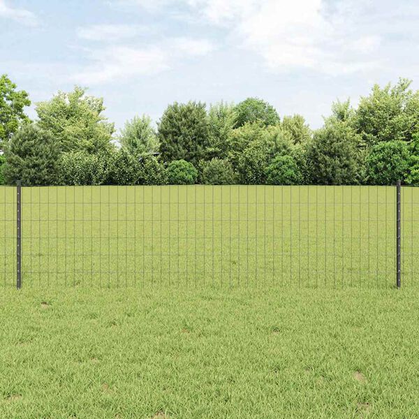 vidaXL Hek met Paal Grijs 0,6 x 10 m Staal en PVC