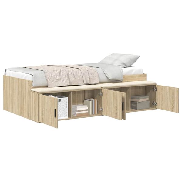 vidaXL Bedframe met lade Sonoma Eiken 90 x 200 cm Bewerkt hout