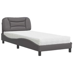 vidaXL Bed met matras "Hvar" kunstleer grijs 80x200 cm