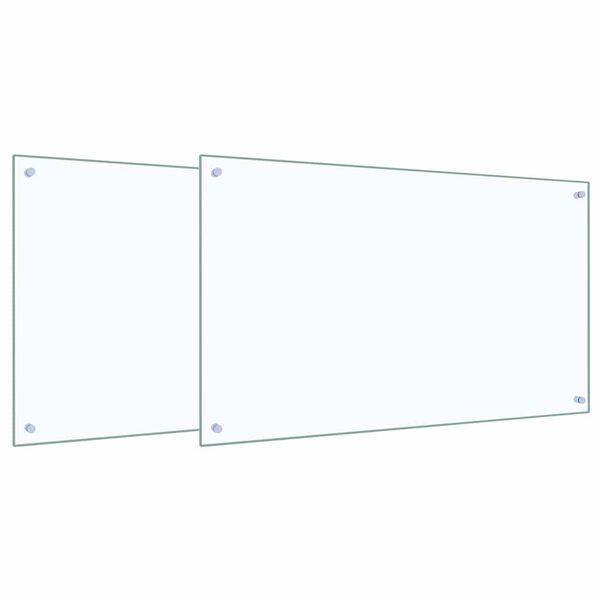vidaXL Keuken Achterwand 2 pcs Doorzichtig 100 x 60 cm gehard glas