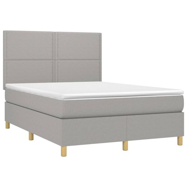 vidaXL Boxspring met matras stof lichtgrijs 140x200 cm