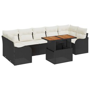vidaXL Tuin Sofa Set met opslag 8 pcs Zwart Poly riet