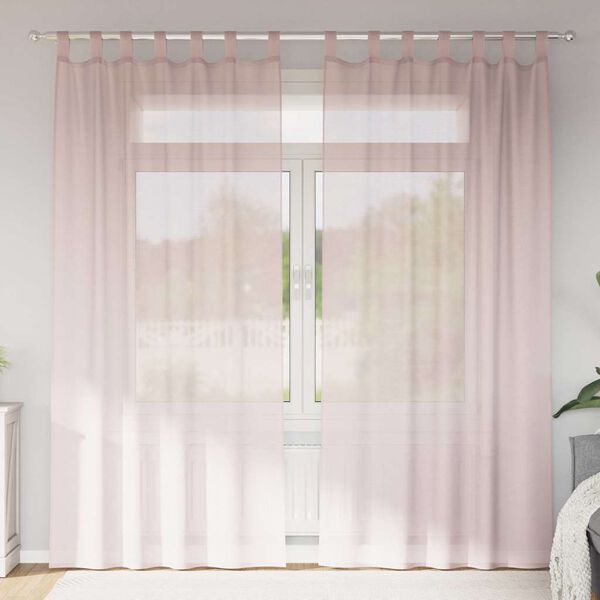 vidaXL Gordijnen voile met lussen 2 st 140x245 cm lichtroze