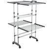 vidaXL Droogrek 2-laags met wieltjes 60x70x106 cm zilverkleurig