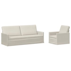 vidaXL Bankstel 2 pcs Cr&egrave;mekleurig fluweel