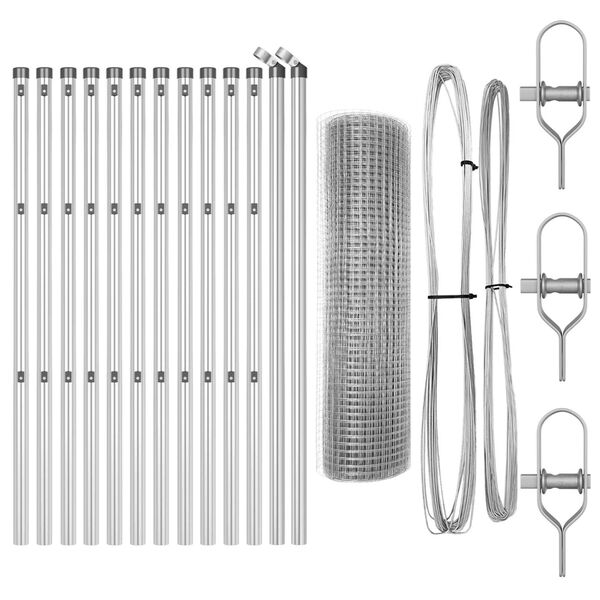 vidaXL Afrasteringspaal Zilver 25 x 0,4 m (12 x 12 mm gaas) Staal