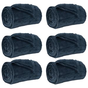 vidaXL Kleden 6 st Marineblauw 150 x 200 cm 4.68 kg Fleece