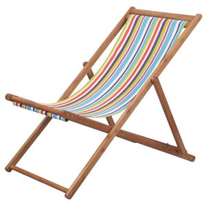 vidaXL Opklapbare stoel met stoffen bekleding en houten frame, meerkleurig.