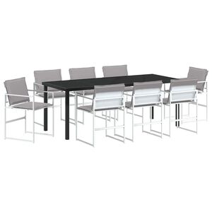 vidaXL Tuin eettafelset 9 pcs Wit 200 x 80 x 73 cm Textilene en staal