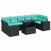 vidaXL 8-delige Loungeset met kussens poly rattan acacia zwart