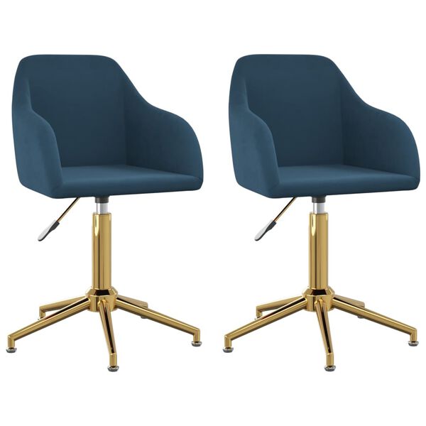 vidaXL Eetkamerstoelen draaibaar 2 st fluweel blauw