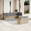 vidaXL 9-delige Loungeset met kussens poly rattan gemengd beige