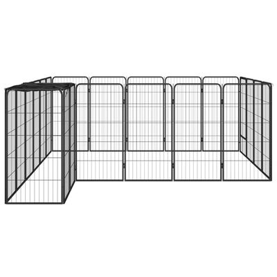 vidaXL Hondenkennel 22 panelen 50x100 cm gepoedercoat staal zwart