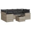 vidaXL 7-delige Loungeset met kussens poly rattan lichtgrijs