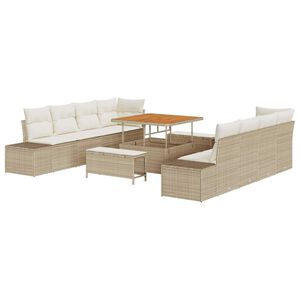 vidaXL Tuinbankenset Beige Poly riet