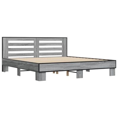 vidaXL Bedframe bewerkt hout metaal grijs sonoma eiken 180x200 cm