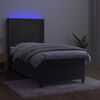 vidaXL Boxspring met matras en LED fluweel donkergrijs 90x200 cm