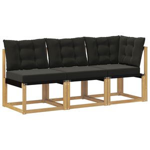 vidaXL Outdoor Midden- en Hoeksalon met kussen 3 Stuk Wit