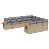 vidaXL 10-delige Loungeset met kussens poly rattan beige