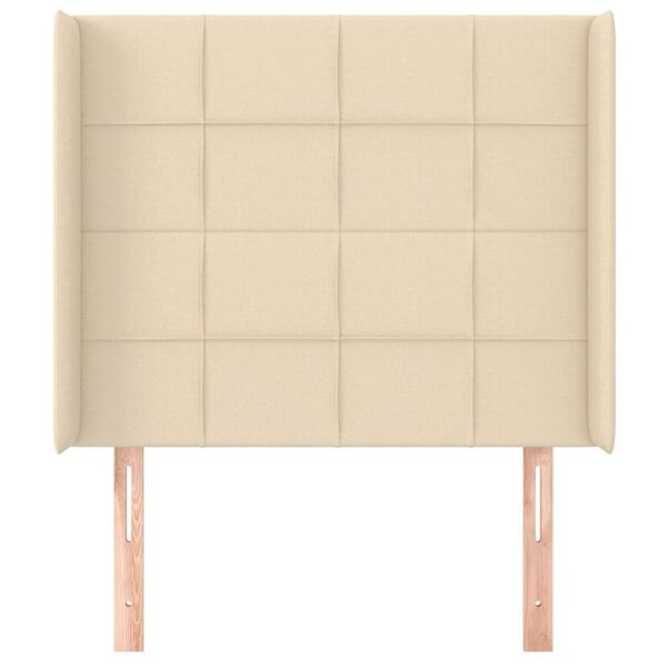 vidaXL Hoofdbord met randen 83x16x118/128 cm stof cr&egrave;mekleurig