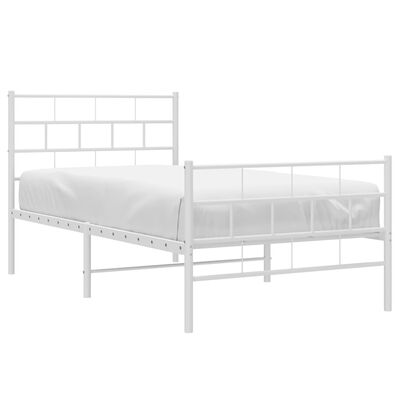 vidaXL Bedframe met hoofd- en voeteneinde metaal wit 100x190 cm