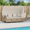 vidaXL 5-delige Loungeset met kussens poly rattan beige